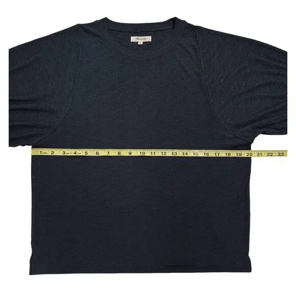 Madewell Women Top Medium Size Gray Eastover Bubble Short Sleeve Stretch NWOT - Picture 6 of 10